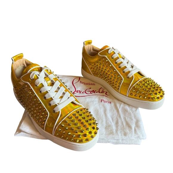 Christian Louboutin Mens Louis Junior Spike Sneakers Patent Leather EU 42 US 9